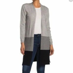 Joseph A Grey Colorblock Long Cardigan Size XL